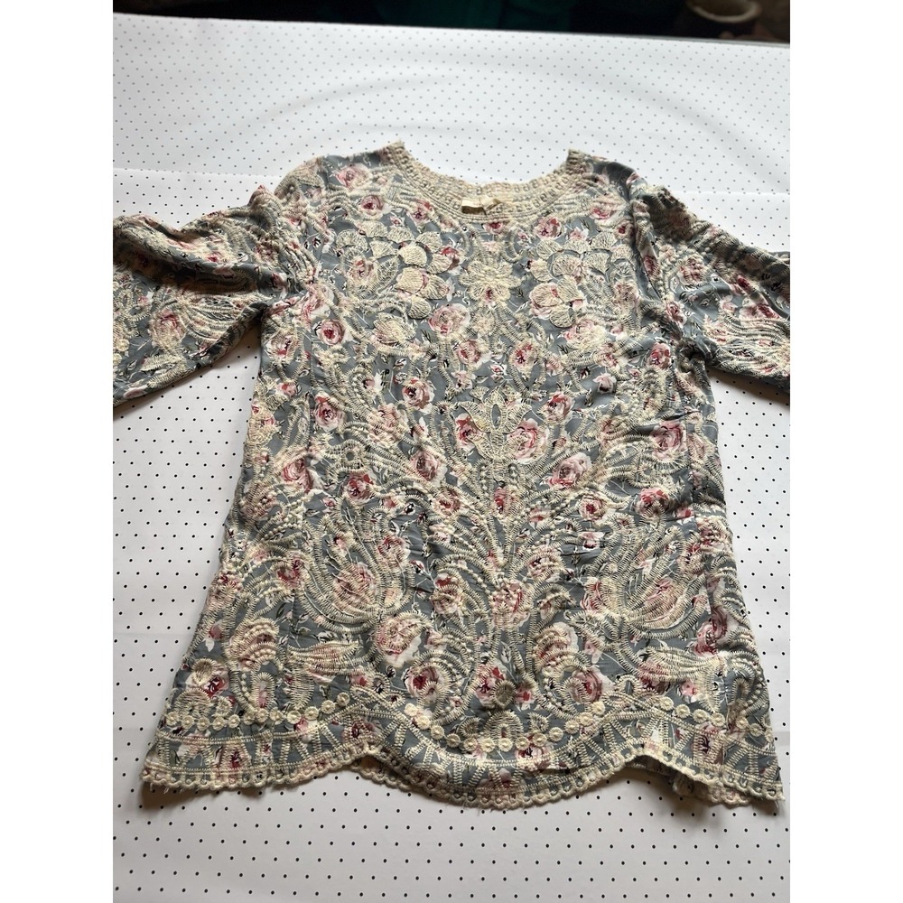 Solitaire Floral Lace Embroidered Blouse Cottagecore Romantic Boho Top